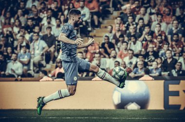 Istanbul, Turkey - August 14, 2019: Olivier Giroud player during the UEFA Super Cup Finals match between Liverpool and Chelsea at Vodafone Park in Vodafone Arena, Turkey