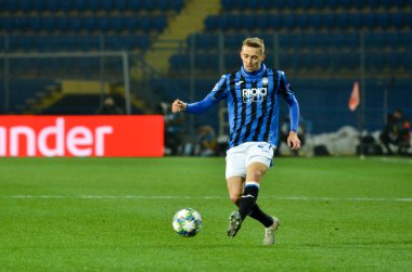 KHARKIV, UKRAINE - December 11, 2019: Timothy Castagne player during the UEFA Champions League match between Shakhtar vs Atalanta Bergamasca Calcio BC (Italy), Ukraine