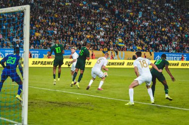 DNIPRO, UKRAINE - September 10, 2019: Football player during the friendly match between national team Ukraine against Nigeria national team, Ukraine