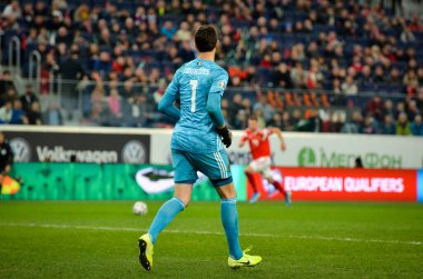 SAINT-PETERSBURG, RUSSIA - November 16, 2019: Thibaut Courtois player during UEFA EURO 2020 qualifying match between national team Russia against Belgium national team, Russia