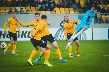 Lviv, Ukrayna - 28 Kasım 2019: Uefa Avrupa Ligi maçında Wout Weghorst oyuncusu Alexandria (Ukrayna) - Wolfsburg (Almanya), Ukrayna