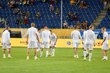 DNIPRO, UKRAINE - September 10, 2019: Ukraine Football player during the friendly match between national team Ukraine against Nigeria national team, Ukraine