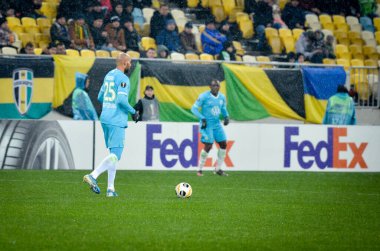 Lviv, Ukrayna - 28 Kasım 2019: Alexandria (Ukrayna) ile Wolfsburg (Almanya), Ukrayna arasındaki Uefa Avrupa Ligi karşılaşmasında John Anthony Brooks oyuncu
