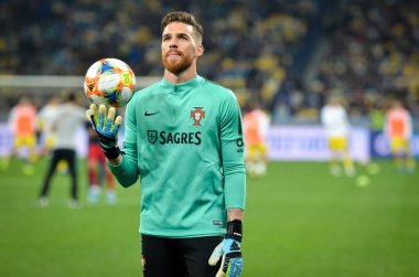 Kyiv, Ukrayna - 14 Ekim 2019: Uefa Euro 2020 ön eleme maçında Ukrayna milli takımı Ukrayna ile Portekiz milli takımı Ukrayna maçı sırasında Jose Sa oyuncusu