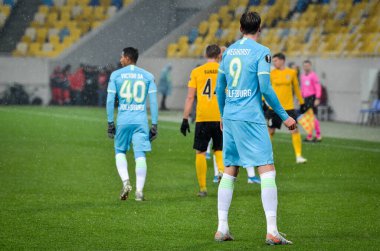Lviv, Ukrayna - 28 Kasım 2019: Uefa Avrupa Ligi maçında Wout Weghorst oyuncusu Alexandria (Ukrayna) - Wolfsburg (Almanya), Ukrayna