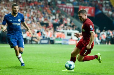Istanbul, Turkey - August 14, 2019: James Milner during the UEFA Super Cup Finals match between Liverpool and Chelsea at Vodafone Park in Vodafone Arena, Turkey