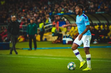 KHARKIV, UKRAINE - September 18, 2019: Raheem Sterling player during the UEFA Champions League match between Shakhtar Donetsk vs Manchester City (England), Ukraine