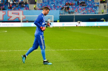 SAINT-PETERSBURG, RUSSIA - November 16, 2019: Russian national football team training  session before UEFA EURO 2020 qualifying match between national team Russia against Belgium, Russia
