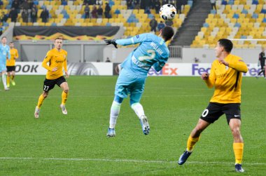 Lviv, Ukrayna - 28 Kasım 2019: Alexandria (Ukrayna) ile Wolfsburg (Almanya) arasındaki Uefa Avrupa Ligi karşılaşmasında William oyuncu
