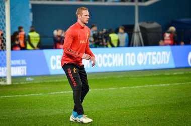 SAINT-PETERSBURG, RUSSIA - November 16, 2019: Matz Sels player during UEFA EURO 2020 qualifying match between national team Russia against Belgium national team, Russia