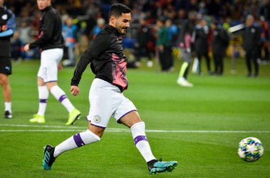 KHARKIV, UKRAINE - September 18, 2019: Football player during the UEFA Champions League match between Shakhtar Donetsk vs Manchester City (England), Ukraine