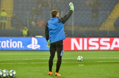 KHARKIV, UKRAINE - December 11, 2019: Football players during the UEFA Champions League match between Shakhtar vs Atalanta Bergamasca Calcio BC (Italy), Ukraine