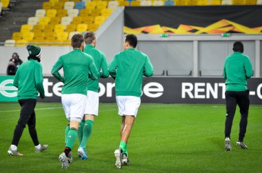 LVIV, UKRAINE - November 07, 2019:  AS Saint Etienne training session during the UEFA Europa League match between Alexandria (Ukraine) vs AS Saint Etienne (France), Ukraine