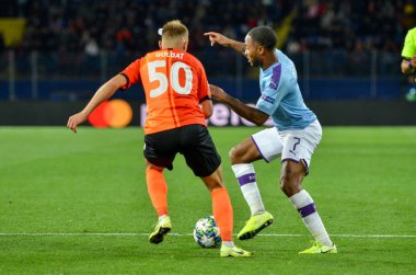 KHARKIV, UKRAINE - September 18, 2019: Raheem Sterling during the UEFA Champions League match between Shakhtar Donetsk vs Manchester City (England), Ukraine