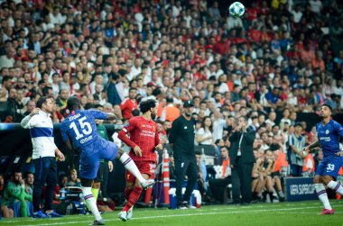 Istanbul, Turkey - August 14, 2019: Kurt Zouma during the UEFA Super Cup Finals match between Liverpool and Chelsea at Vodafone Park in Vodafone Arena, Turkey