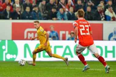 SAINT-PETERSBURG, RUSSIA - November 16, 2019:  Sergey Petrov player during UEFA EURO 2020 qualifying match between national team Russia against Belgium national team, Russia