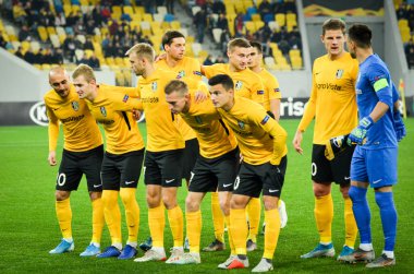 LVIV, UKRAINE - November 07, 2019: Line-up Alexandria player during the UEFA Europa League match between Alexandria (Ukraine) vs AS Saint Etienne (France), Ukraine