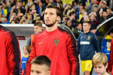 Kyiv, Ukrayna - 14 Ekim 2019: Uefa Euro 2020 ön eleme maçında Ukrayna milli takımı Ukrayna milli takımı Ukrayna ile oynamıştır.