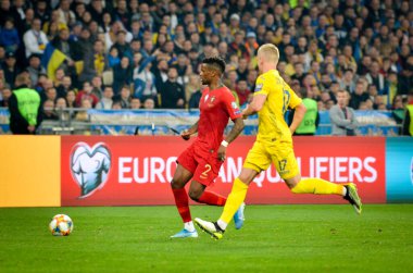 Kyiv, Ukrayna - 14 Ekim 2019: Uefa Euro 2020 ön eleme maçında Ukrayna milli takımı Ukrayna milli takımı Ukrayna ile oynanan karşılaşmada Nelson Semedo oyuncusu