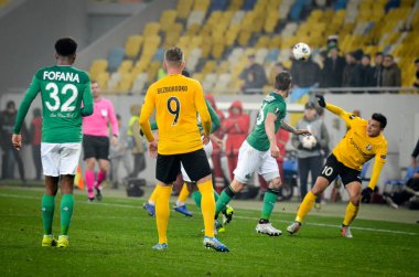 LVIV, UKRAINE - November 07, 2019: Football player during the UEFA Europa League match between Alexandria (Ukraine) vs AS Saint Etienne (France), Ukraine
