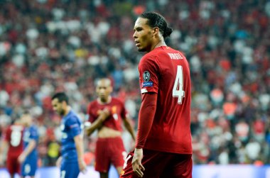 Istanbul, Turkey - August 14, 2019: Virgil van Dijk player during the UEFA Super Cup Finals match between Liverpool and Chelsea at Vodafone Park in Vodafone Arena, Turkey