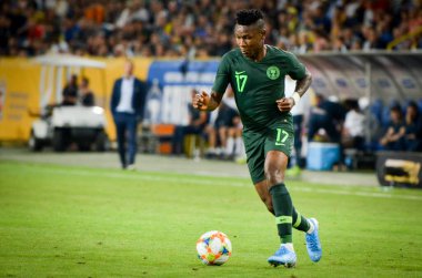 DNIPRO, UKRAINE - September 10, 2019: Samuel Kalu player during the friendly match between national team Ukraine against Nigeria national team, Ukraine