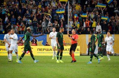 DNIPRO, UKRAINE - September 10, 2019: Football player during the friendly match between national team Ukraine against Nigeria national team, Ukraine