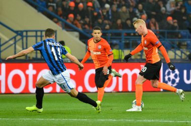 KHARKIV, UKRAINE - December 11, 2019: Remo Freuler player during the UEFA Champions League match between Shakhtar vs Atalanta Bergamasca Calcio BC (Italy), Ukraine