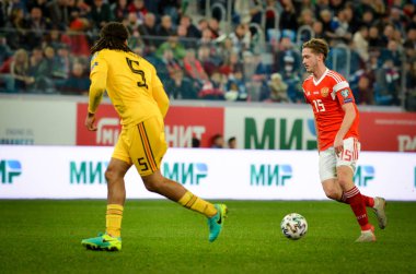 SAINT-PETERSBURG, RUSSIA - November 16, 2019: Jason Denayer player during UEFA EURO 2020 qualifying match between national team Russia against Belgium national team, Russia