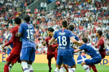 Istanbul, Turkey - August 14, 2019:  Olivier Giroud during the UEFA Super Cup Finals match between Liverpool and Chelsea at Vodafone Park in Vodafone Arena, Turkey