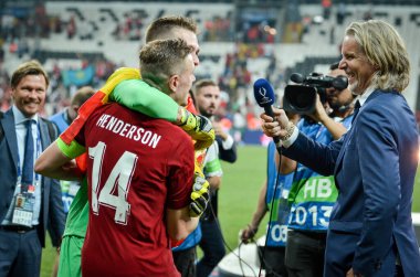 Istanbul, Turkey - August 14, 2019: Jordan Henderson player during the UEFA Super Cup Finals match between Liverpool and Chelsea at Vodafone Park in Vodafone Arena, Turkey