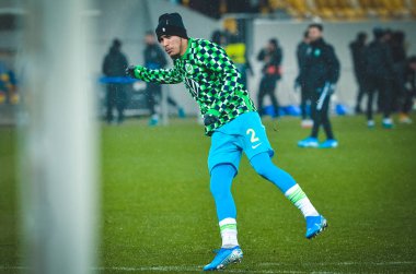 Lviv, Ukrayna - 28 Kasım 2019: Alexandria (Ukrayna) ile Wolfsburg (Almanya) arasındaki Uefa Avrupa Ligi karşılaşmasında William oyuncu