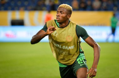 DNIPRO, UKRAINE - September 10, 2019: Victor Osimhen player during the friendly match between national team Ukraine against Nigeria national team, Ukraine
