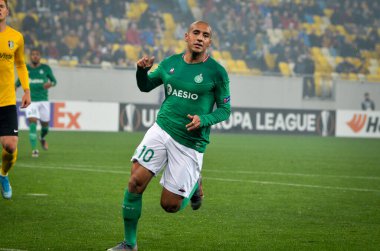 LVIV, UKRAINE - November 07, 2019:  Wahbi Khazri player during the UEFA Europa League match between Alexandria (Ukraine) vs AS Saint Etienne (France), Ukraine