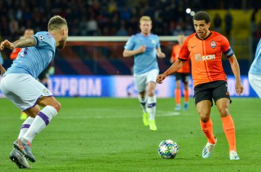 KHARKIV, UKRAINE - September 18, 2019: Nicolas Otamendi during the UEFA Champions League match between Shakhtar Donetsk vs Manchester City (England), Ukraine