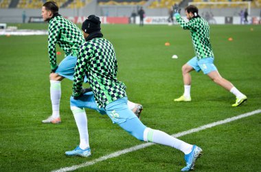 Lviv, Ukrayna - 28 Kasım 2019: John Anthony Brooks Uefa Avrupa Ligi karşılaşması sırasında Alexander Wolfsburg (Almanya), Ukrayna