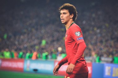 Kyiv, Ukrayna - 14 Ekim 2019: Uefa Euro 2020 ön eleme maçında Joao Felix oyuncusu Ukrayna milli takımı Ukrayna milli takımı Ukrayna 'ya karşı