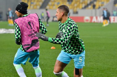 Lviv, Ukrayna - 28 Kasım 2019: Jeffrey Bruma Uefa Avrupa Ligi karşılaşmasında Alexandria - Wolfsburg (Almanya), Ukrayna