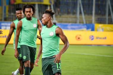 DNIPRO, UKRAINE - September 10, 2019: Samuel Chukwueze player during the friendly match between national team Ukraine against Nigeria national team, Ukraine