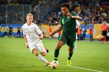 DNIPRO, UKRAINE - September 10, 2019: Alex Iwobi player during the friendly match between national team Ukraine against Nigeria national team, Ukraine