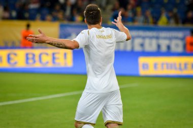 DNIPRO, UKRAINE - September 10, 2019: Football player during the friendly match between national team Ukraine against Nigeria national team, Ukraine