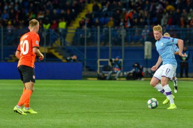 KHARKIV, UKRAINE - September 18, 2019: Kevin De Bruyne player during the UEFA Champions League match between Shakhtar Donetsk vs Manchester City (England), Ukraine
