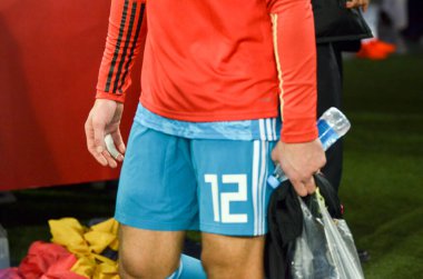 Saint-Petersburg, Rusya - 16 Kasım 2019: Uefa Euro 2020 ön eleme maçında Simon Mignolet oyuncusu