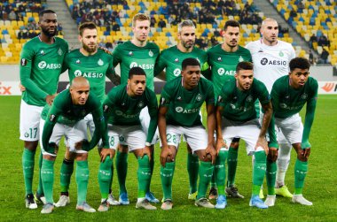 LVIV, UKRAINE - November 07, 2019: Line-up AS Saint Etienne player during the UEFA Europa League match between Alexandria (Ukraine) vs AS Saint Etienne (France), Ukraine