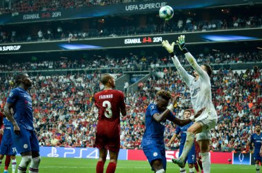 Istanbul, Turkey - August 14, 2019: Kepa Arrizabalaga during the UEFA Super Cup Finals match between Liverpool and Chelsea at Vodafone Park in Vodafone Arena, Turkey