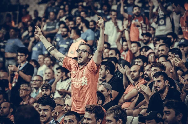 Istanbul Turkey August 2019 Liverpool Football Fans Spectators Uefa Super — Zdjęcie stockowe