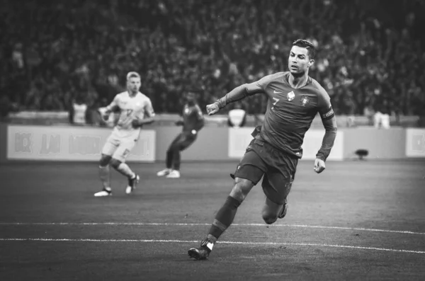 Kijów Ukraina Października 2019 Cristiano Ronaldo Zawodnik Podczas Meczu Kwalifikacyjnego — Zdjęcie stockowe