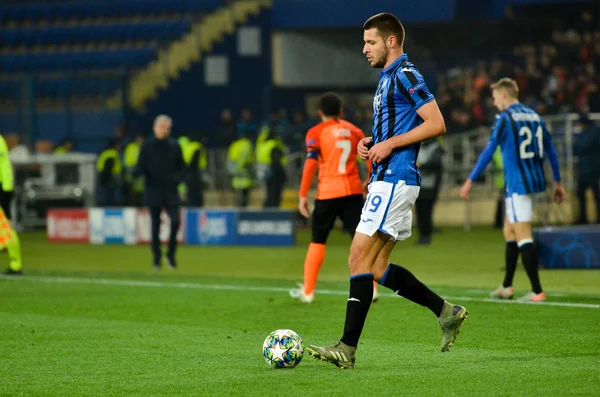 KHARKIV, UKRAINE - December 11, 2019: Berat Djimsiti player during the UEFA Champions League match between Shakhtar vs Atalanta Bergamasca Calcio BC (Italy), Ukraine