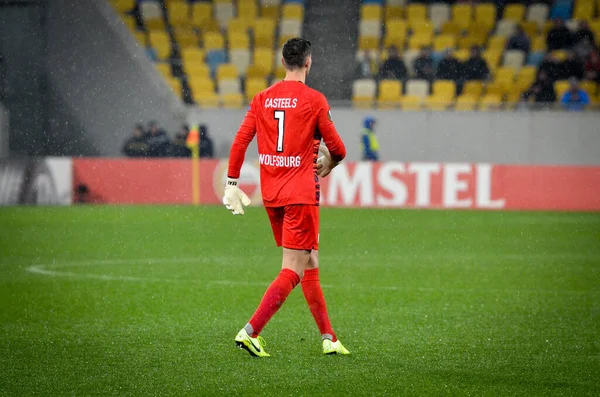 Lviv Ukraine Novembro 2019 Jogador Koen Casteels Durante Jogo Uefa — Fotografia de Stock