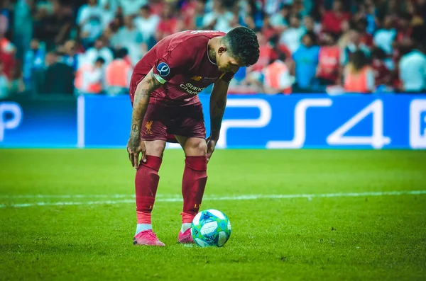 Istanbul Turkey August 2019 Roberto Firmino Shoot Penalty Uefa Super — 스톡 사진